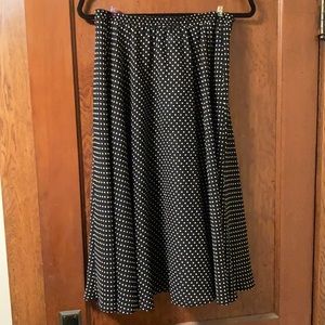 Vintage black and white polka dot sheer circle skirt elastic waist size 12